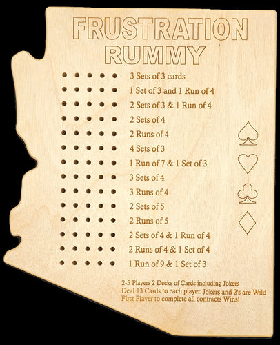 Arizon state shaped Frustration rummy game board front.