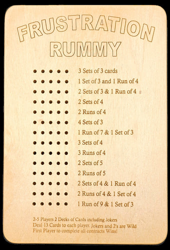 Frustration rummy Gameboard front.