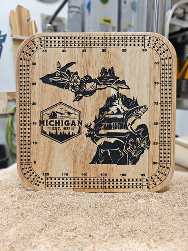 Michigan Art symbol cribbage gameboard