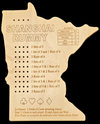 Minnesota Shanghai Rummy shaped gameboard front.