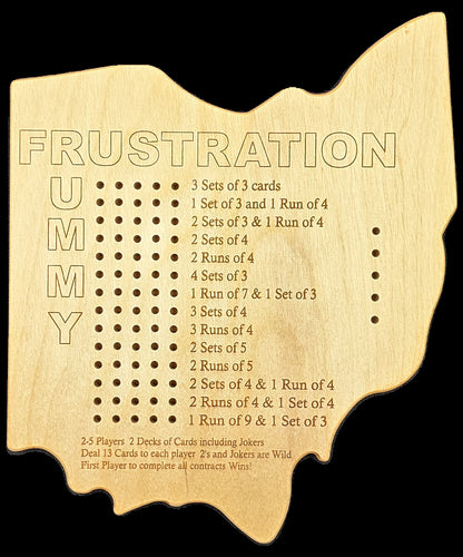 Ohio State shaped Frustration rummy Game board Front