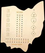 Load image into Gallery viewer, Ohio State shaped Euchre gameboard front .
