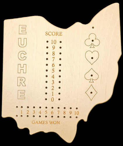 Ohio State shaped Euchre gameboard front .