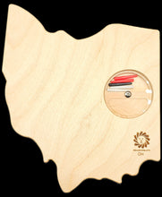 Load image into Gallery viewer, Ohio state shaped Euchre gameboard backside  showing peg storage solution.
