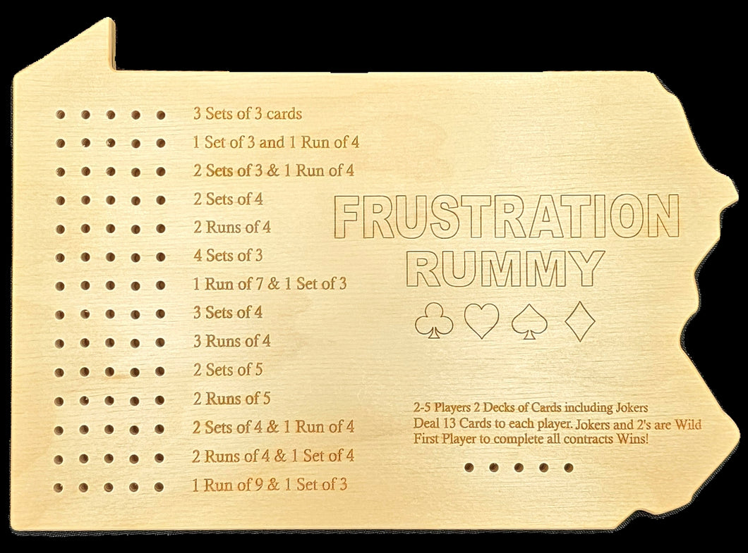 PA. Frustration Rummy Gameboard Front.