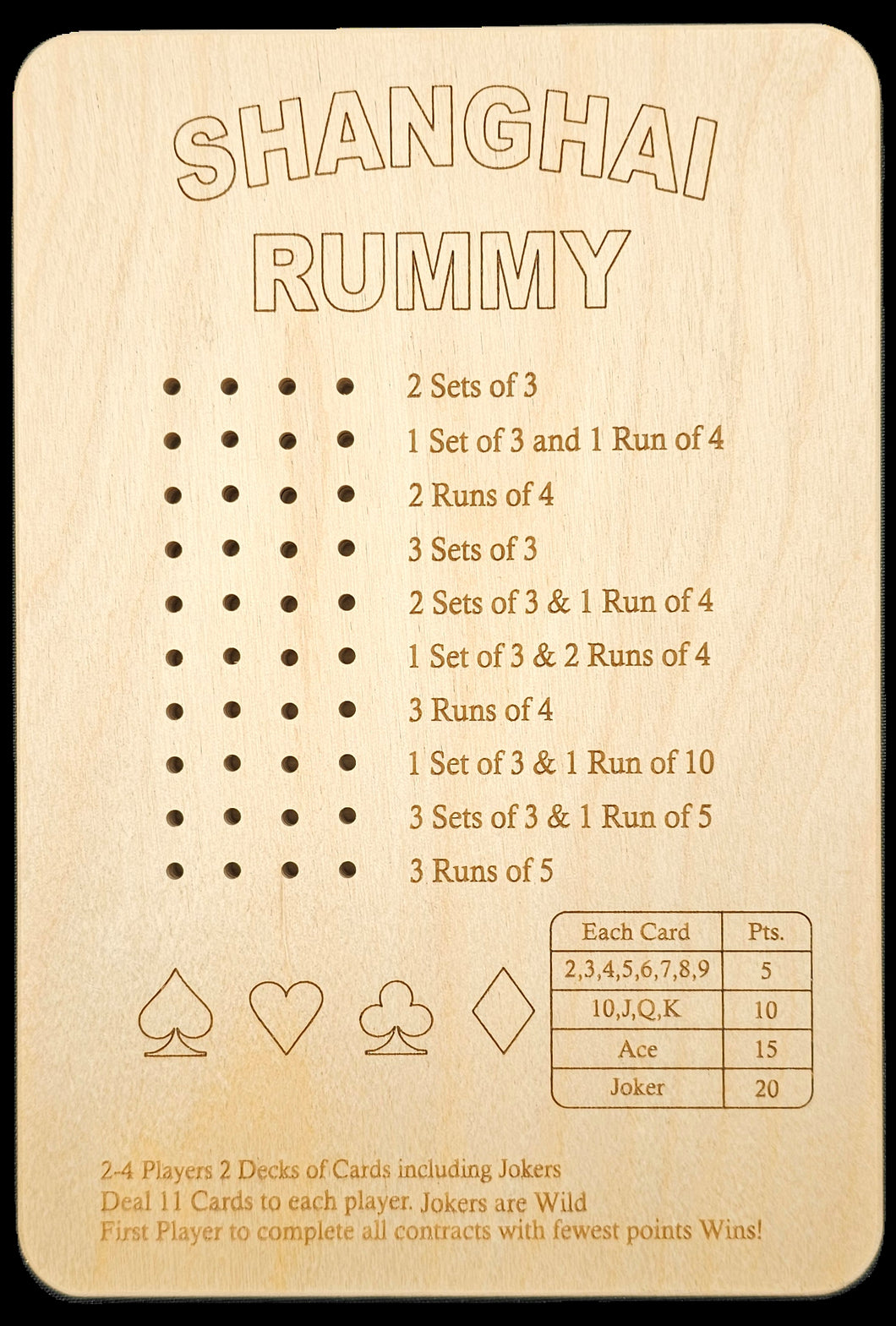 Shanghai Rummy gameboard front.