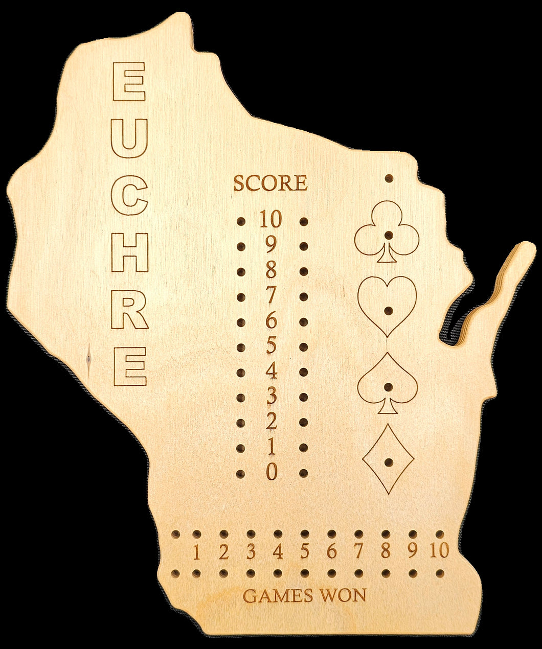 Wisconsin Euchre gameboard front.