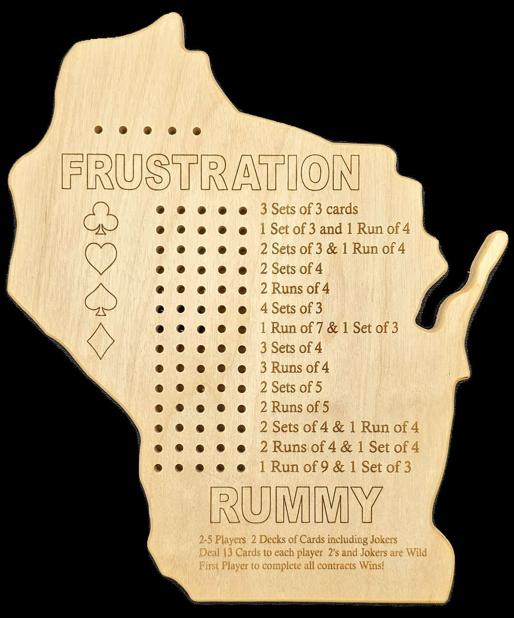 Wisconsin Frustration Rummy Gameboard front.